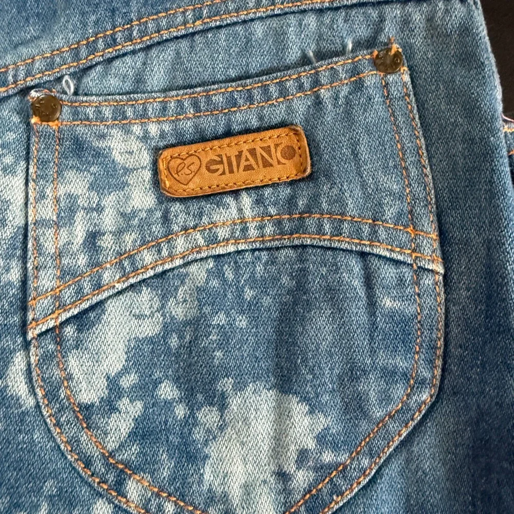 Gitano Vintage Acid Wash Denim Midi Skirt Blue 100% Cotton Made in Brazil 10/11‎